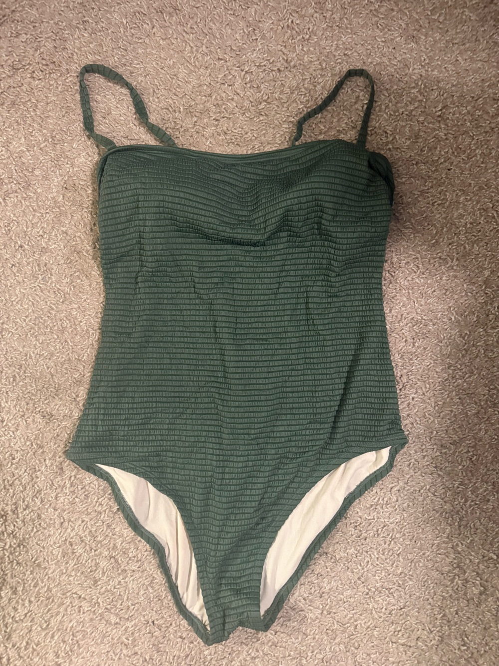 Kona Sol Dark Green Ribbed One-Piece Swimsuit